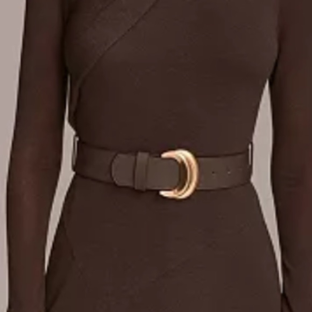 Donna Karan brown belted Asymmetrical Dress. Nwt xs - Picture 3 of 9